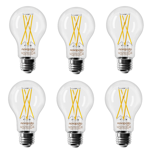 Novapollo A19 Vintage LED Edison Filament Bulb 8W 800LM 2700K Dimmable