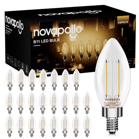 Novapollo B11 Vintage Bullet Edison Bulbs 4.5W 350LM 2700K Dimmable