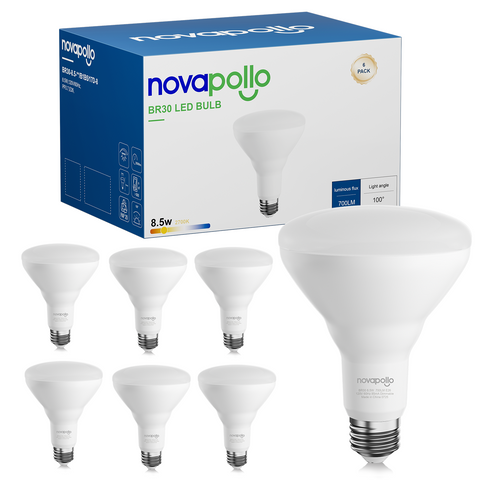 Novapollo LED bulbs with packaging on a white background