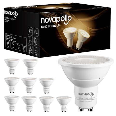 Novapollo GU10 LED Spotlight Bulbs 5.5W 500LM 3000K Dimmable