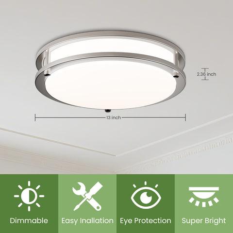 Novapollo 13 Inch LED Ceiling Light 20W 1300LM 5CCT Dimmable & Color Adjustable Flush Mount