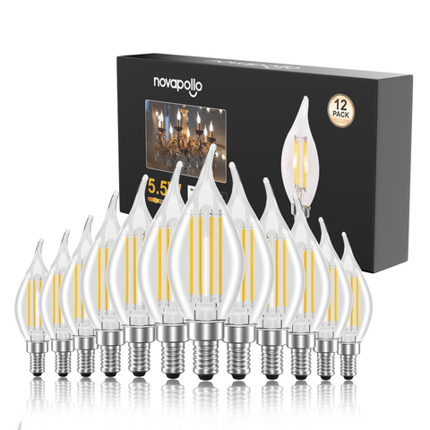 Novapollo CA11 5.5W 500LM 2700K Candle Angular LED Light Bulbs Dimmable