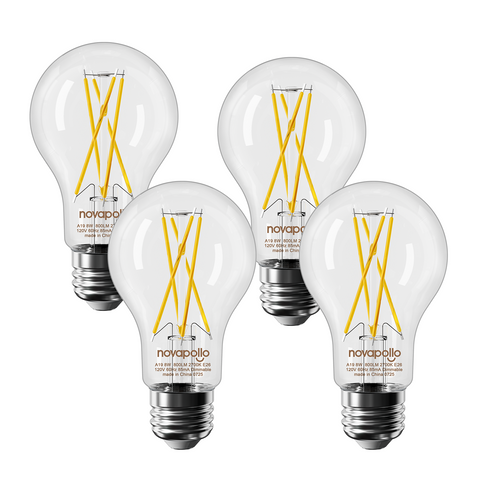 Novapollo A19 Vintage LED Edison Filament Bulb 8W 800LM 2700K Dimmable