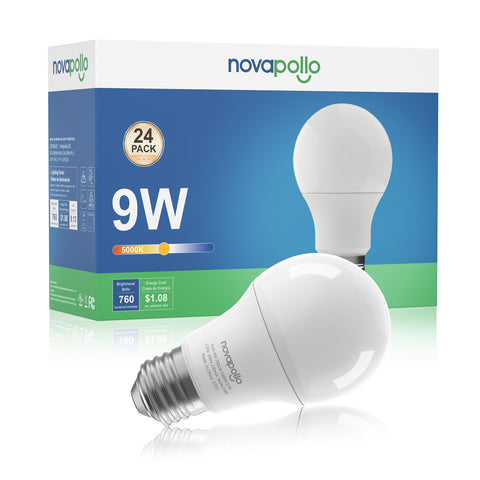 Novapollo A19 LED Light Bulbs 9W 760LM 5000K Non-Dimmable