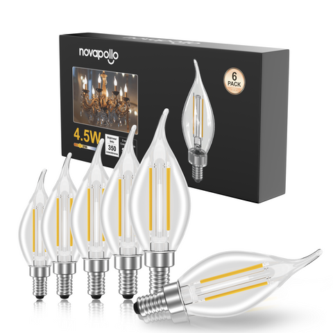 Novapollo CA11 Candelabra LED Light Bulbs 4.5W 350LM 2700K Dimmable