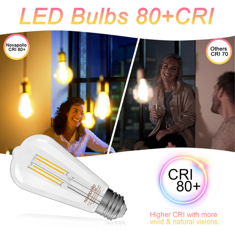 Novapollo ST19 Vintage LED Edison Bulbs 8W 800LM 2700K Dimmable