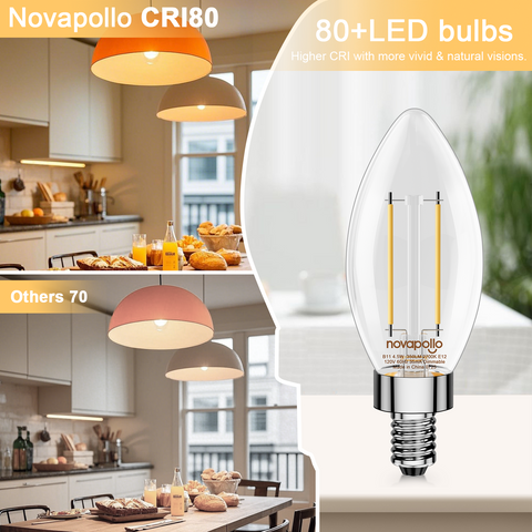 Novapollo B11 Vintage Bullet Edison Bulbs 4.5W 350LM 2700K Dimmable
