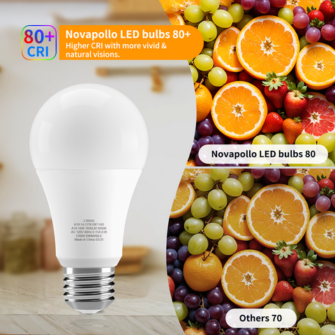 Novapollo A19 LED Light Bulbs 14W 1600LM 2700K Dimmable