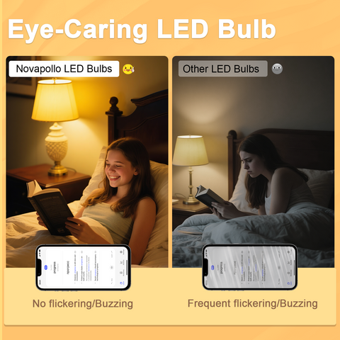 Novapollo A19 Vintage LED Edison Filament Bulb 8W 800LM 2700K Dimmable