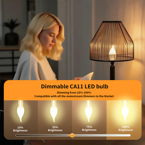 Novapollo CA11 Candelabra LED Light Bulbs 4.5W 350LM 2700K Dimmable