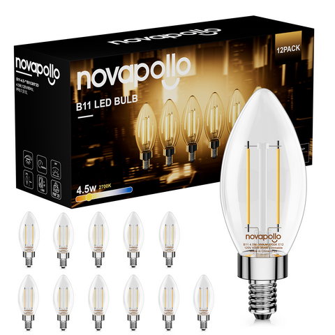 Novapollo B11 Vintage Bullet Edison Bulbs 4.5W 350LM 2700K Dimmable