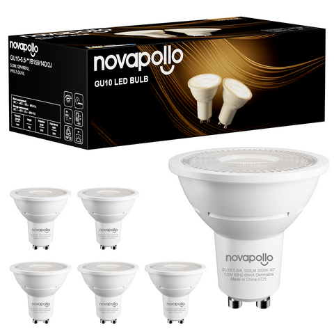 Novapollo GU10 LED Spotlight Bulbs 5.5W 500LM 3000K Dimmable