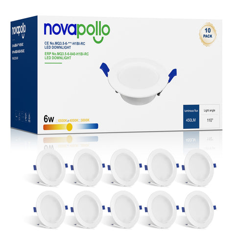 Novapollo 3.5 Inch LED Recessed Downlight 6W 450LM 3CCT Selectable Non-Dimmable