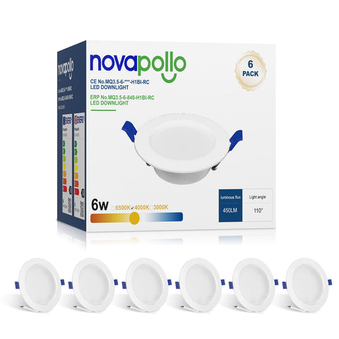 Novapollo 3.5 Inch LED Recessed Downlight 6W 450LM 3CCT Selectable Non-Dimmable