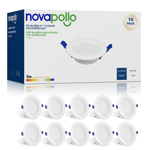 Novapollo 4 Inch LED Recessed Downlight 9W 70LM 3CCT Selectable Non-Dimmable