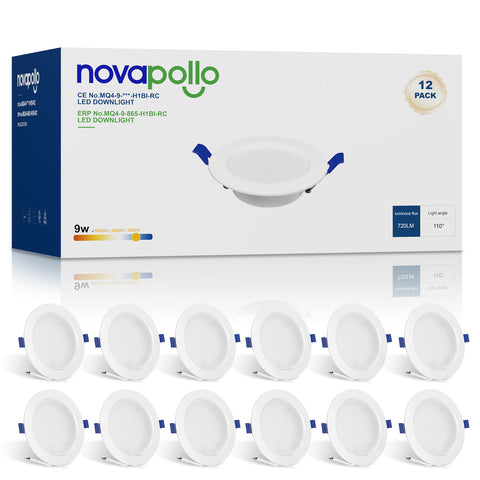 Novapollo 4 Inch LED Recessed Downlight 9W 70LM 3CCT Selectable Non-Dimmable
