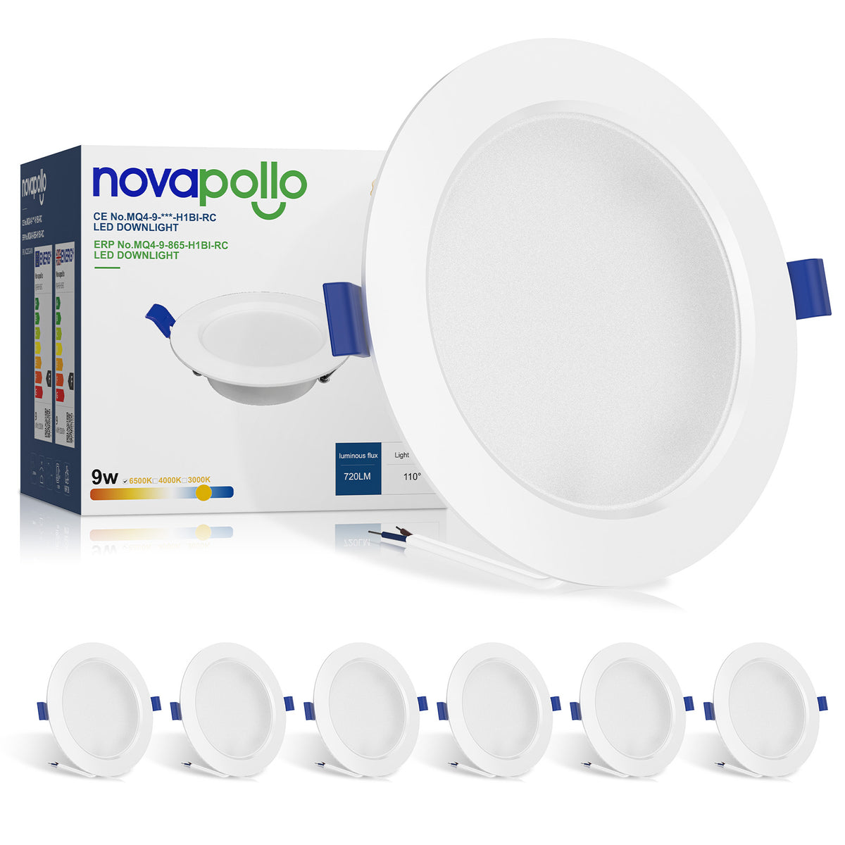 Novapollo 4 Inch LED Recessed Downlight 9W 70LM 3CCT Selectable Non-Dimmable