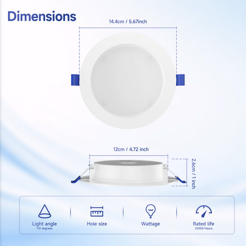 Novapollo 4 Inch LED Recessed Downlight 9W 70LM 3CCT Selectable Non-Dimmable