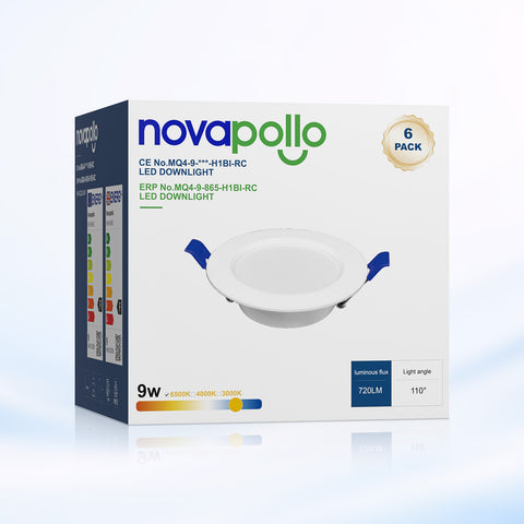 Novapollo 4 Inch LED Recessed Downlight 9W 70LM 3CCT Selectable Non-Dimmable