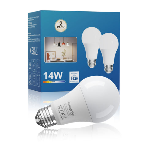 Novapollo A60 LED Light Bulbs 14W 1520LM 2700K Non-Dimmable