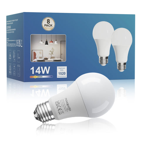 Novapollo A60 LED Light Bulbs 14W 1520LM 2700K Non-Dimmable