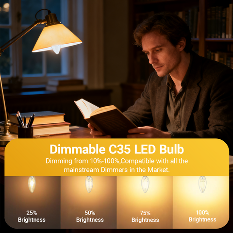 Novapollo C35 Vintage Candle LED Light Bulbs 4.5W 470LM 2700K E14 Dimmable