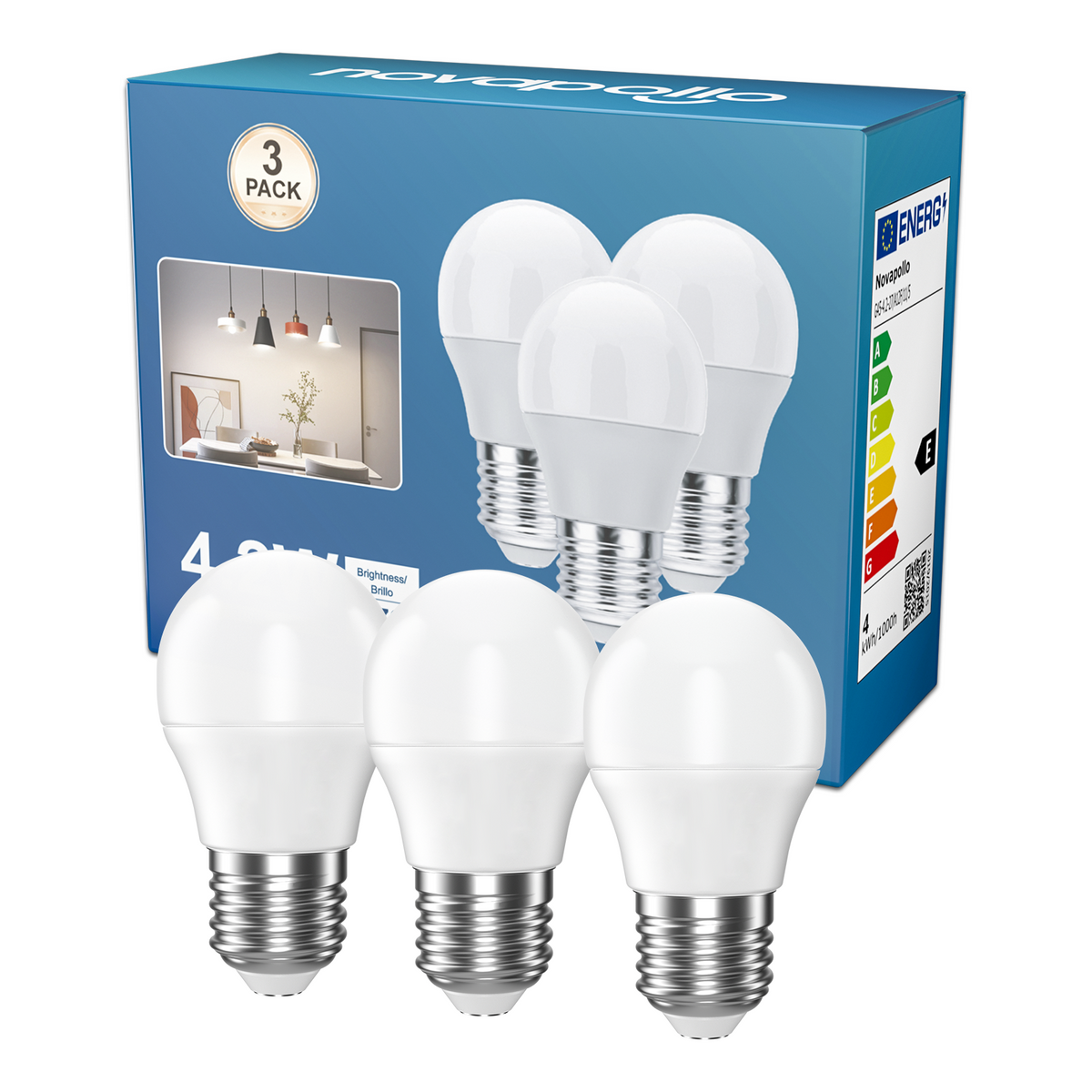 Novapollo PAG45 LED Light Bulbs 4.2W 470LM 2700K Non-Dimmable