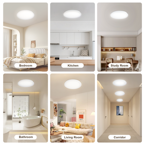 Novapollo Round Flush Mount LED Ceiling Light 24W 2520LM 3CCT Selectable (3000K/4000K/6500K)