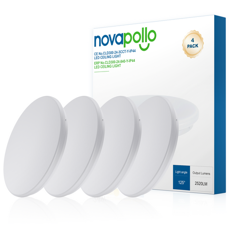 Novapollo Round Flush Mount LED Ceiling Light 24W 2520LM 3CCT Selectable (3000K/4000K/6500K)