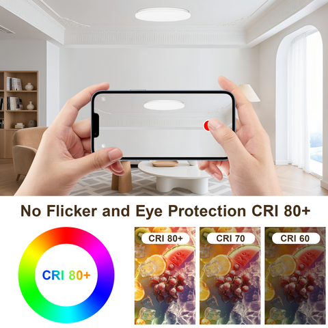 Novapollo Round Flush Mount LED Ceiling Light 24W 2520LM 3CCT Selectable (3000K/4000K/6500K)