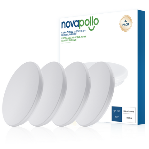Novapollo Round Flush Mount LED Ceiling Light 32W 3360LM 3CCT Selectable (3000K/4000K/6500K)