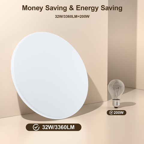 Novapollo Round Flush Mount LED Ceiling Light 32W 3360LM 3CCT Selectable (3000K/4000K/6500K)