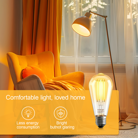 Novapollo ST64 Vintage Edison LED Filament Bulbs 8W 806LM 2700K E27 Dimmable