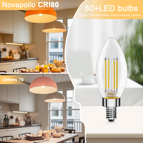 Novapollo B11 Vintage Bullet Edison Bulbs 5.5W 500LM 2700K Dimmable