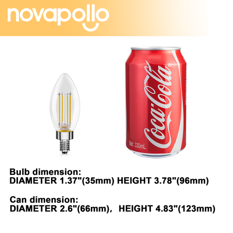Novapollo B11 Vintage Bullet Edison Bulbs 5.5W 500LM 2700K Dimmable